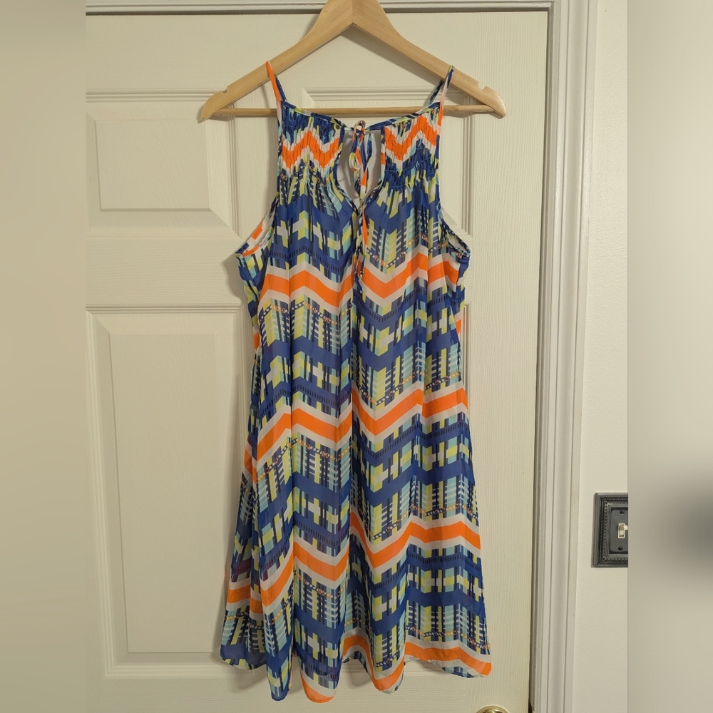 My Michelle sleeveless colorful dress white orange blue size XL (runs small)